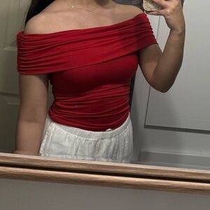 H&M Red Off-Shoulder Top